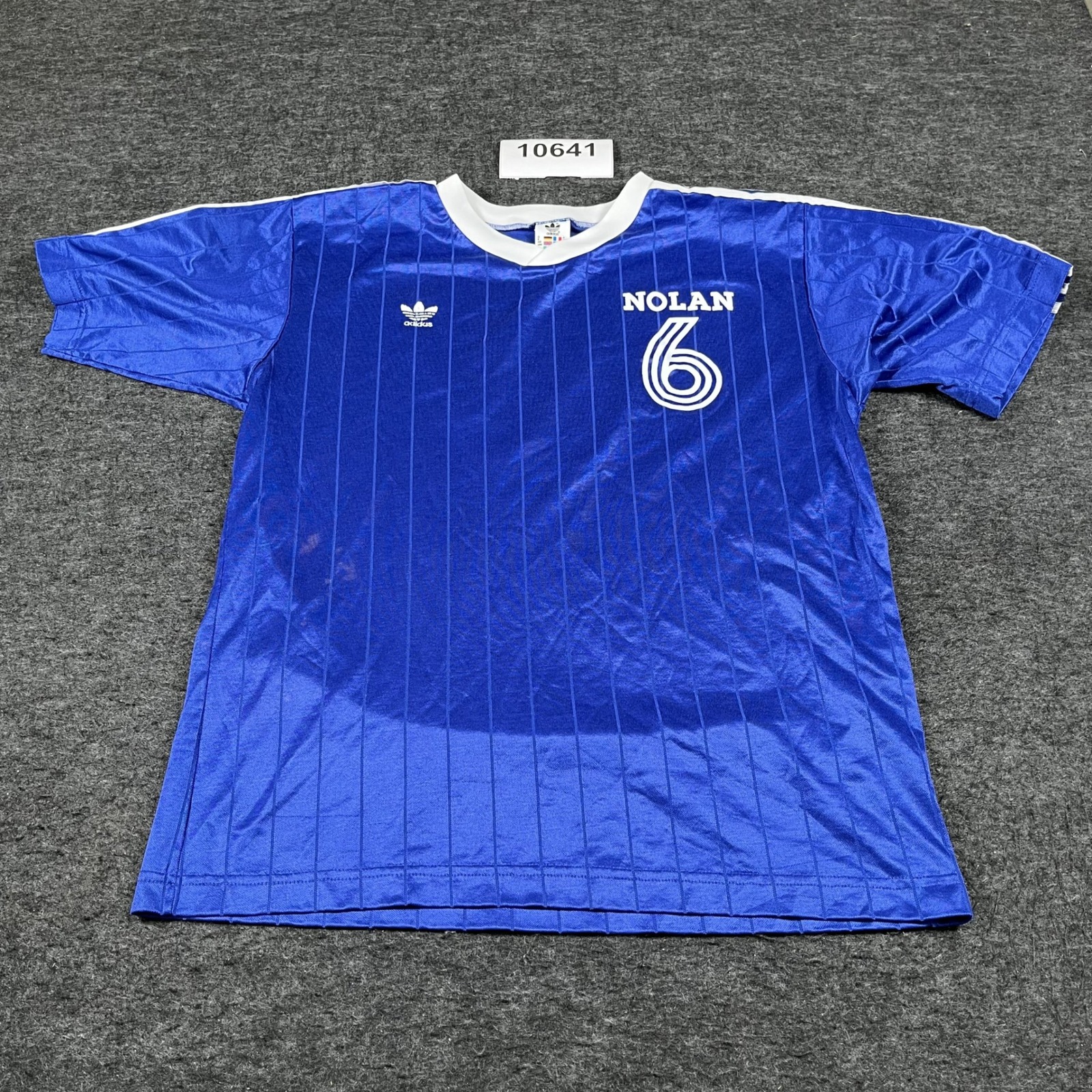 Adidas Nolan 6 Soccer Liga Cup Jersey Mens Large Blue Striped Crew Neck Sports